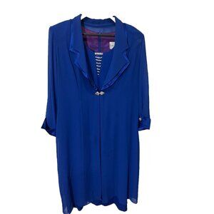 Caramia 3 Pc Suit Size 22 Outfit Long Blazer Skirt Cami Blue Color For Women